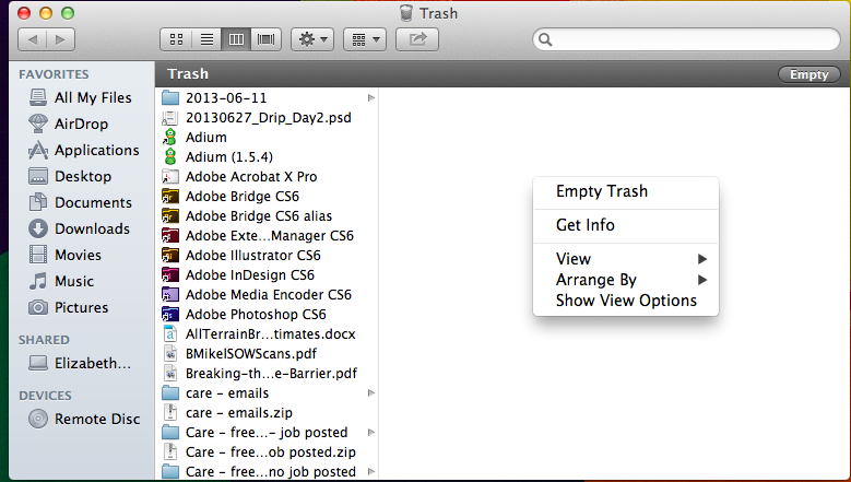 EmptyTrashScreenShot