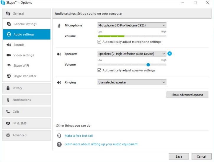 skype windows audio settings