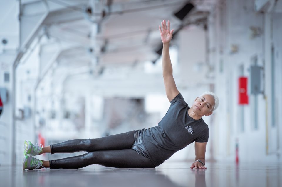 senior woman stretching