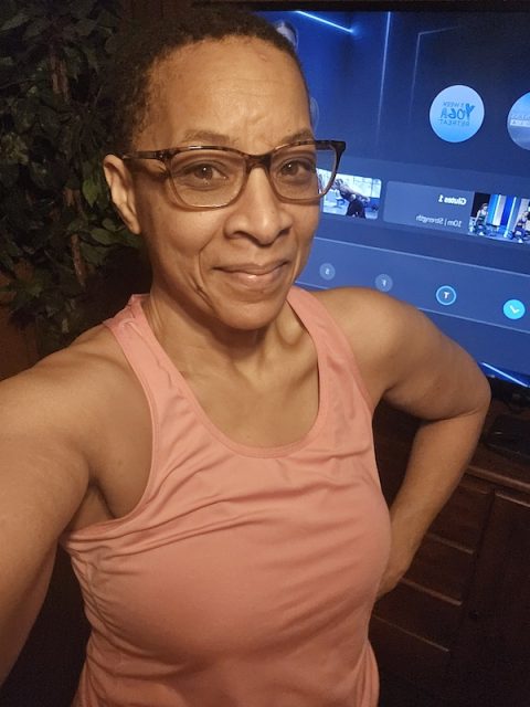 senior woman in workout top