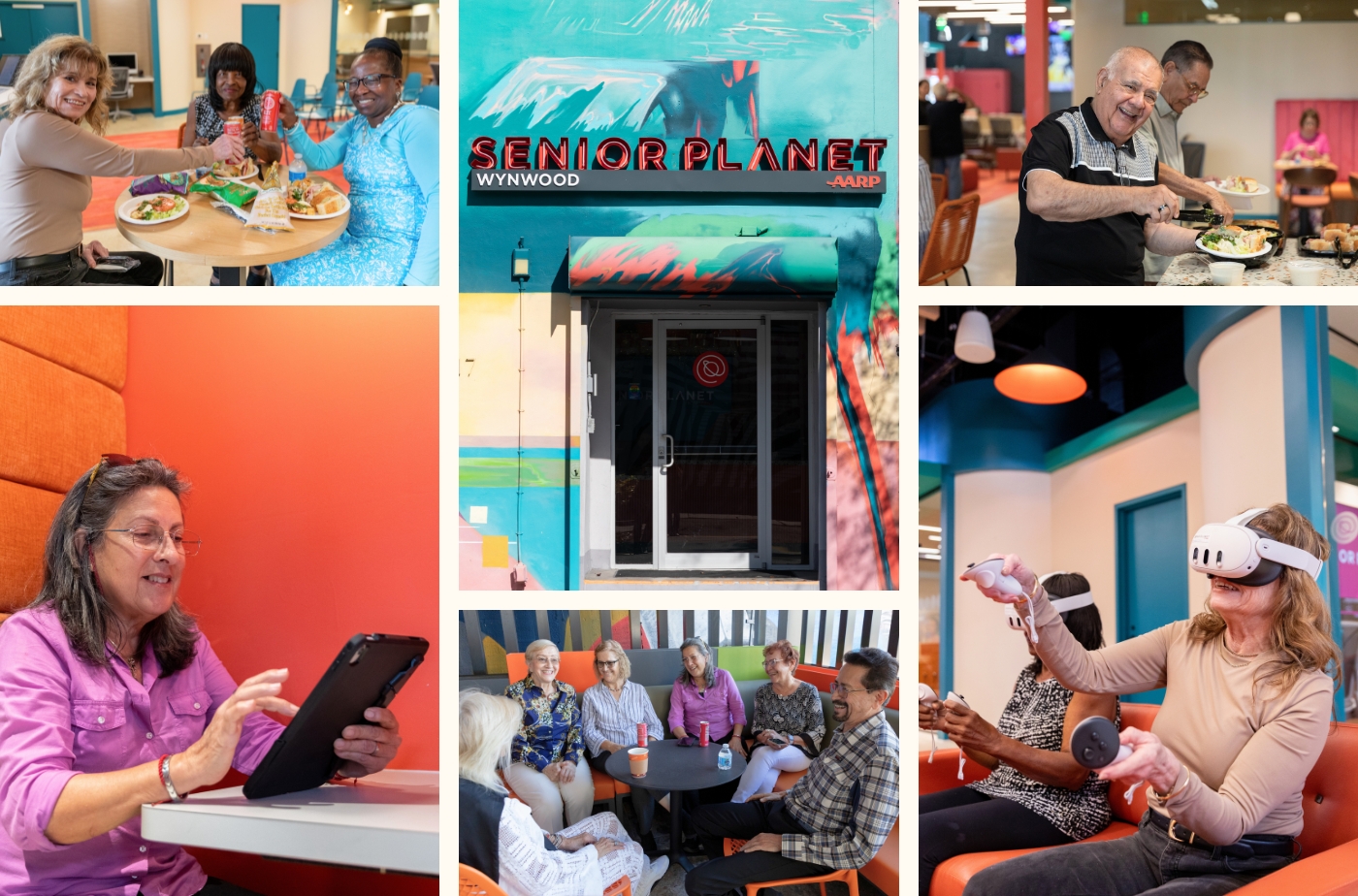 collage of participants at Senior Planet center in Miami